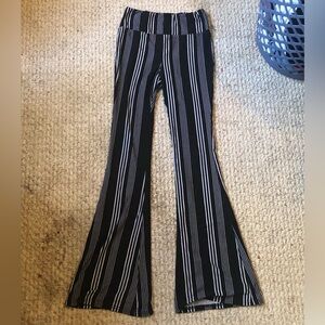 Black and white striped flared, leggings, size small